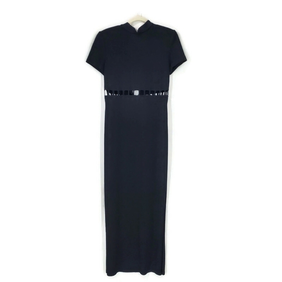 Vtg. St.John Santana Knit Sexy Black Cut Out Maxi Classy Black Tie Formal Dress - Picture 9 of 16